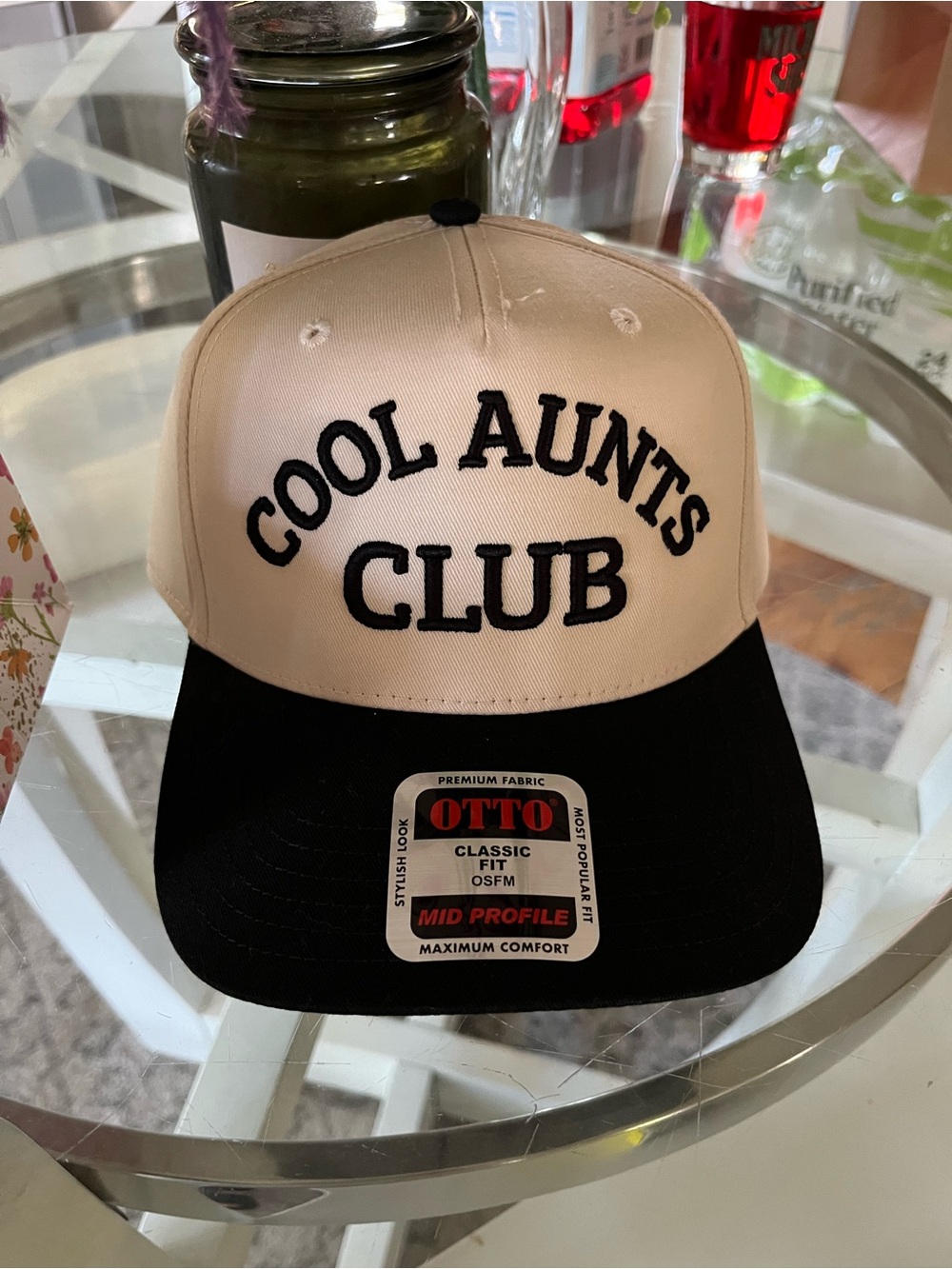 Otto Cool Auntis Club Womens Baseball Cap - Cream & Black